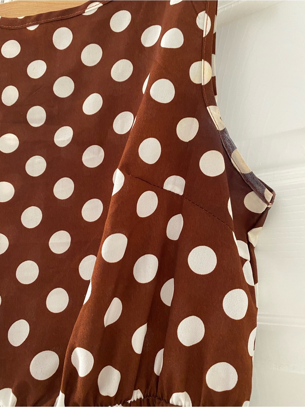 Women’s Brown Polka Dot Sleeveless Dress XL - Picture 4 of 8